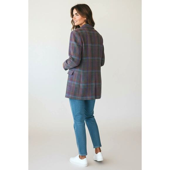 Vintage Carlisle Wool Tweed Blazer Jacket 10 Made in Hong Kong Plaid One Button - Picture 5 of 6